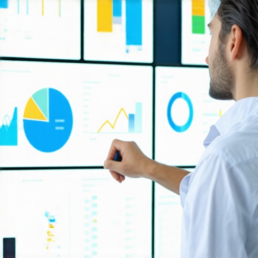 Expert analyzing local SEO data on a computer screen, highlighting predictive analytics for search trends.